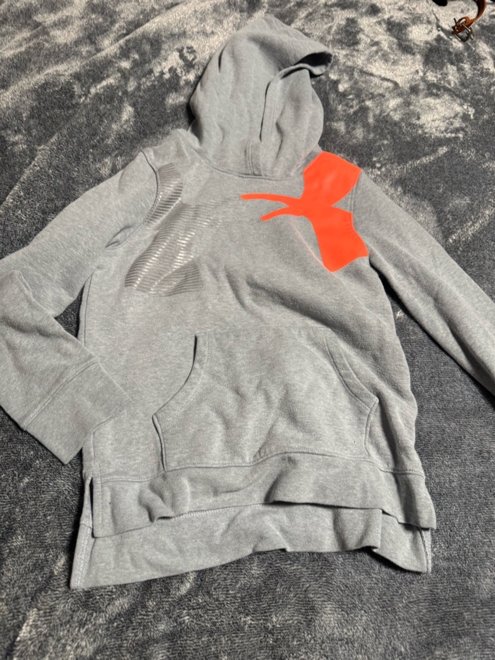 Under Armour Gray Hoodie with Bright Orange Graphic